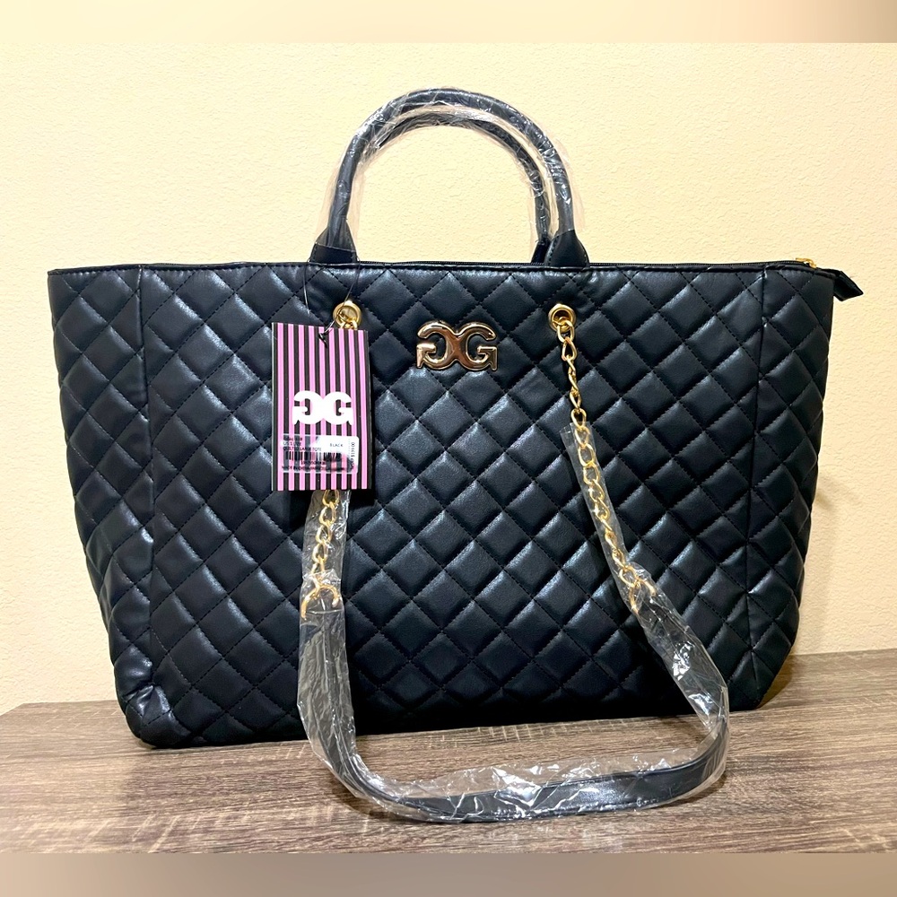 Gilda Paris Elegant Black Quilted Tote Bag